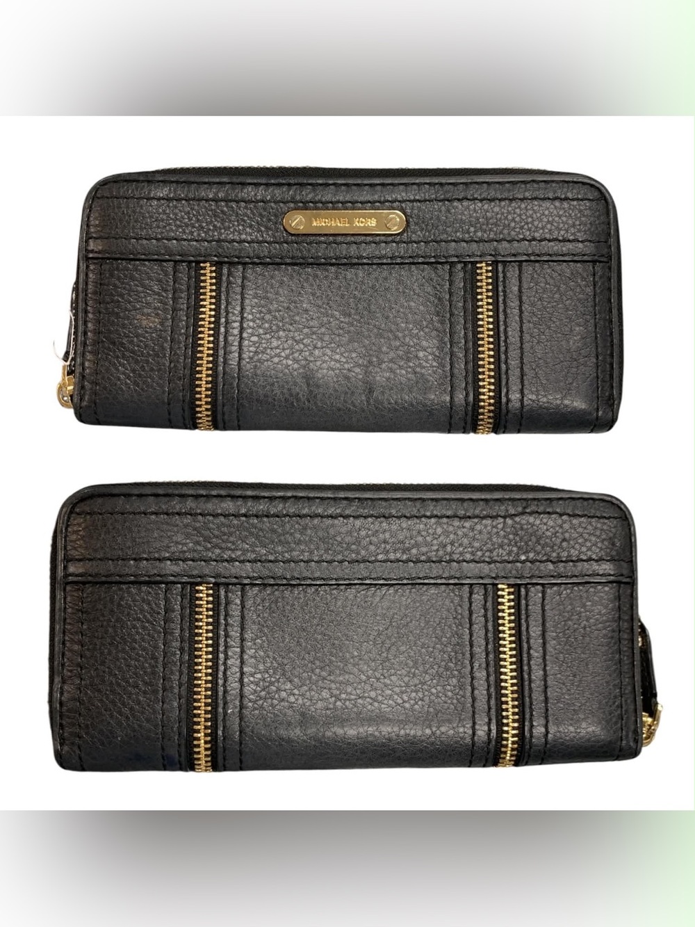 Michael Kors Black Leather Wallet with Gold Hardware